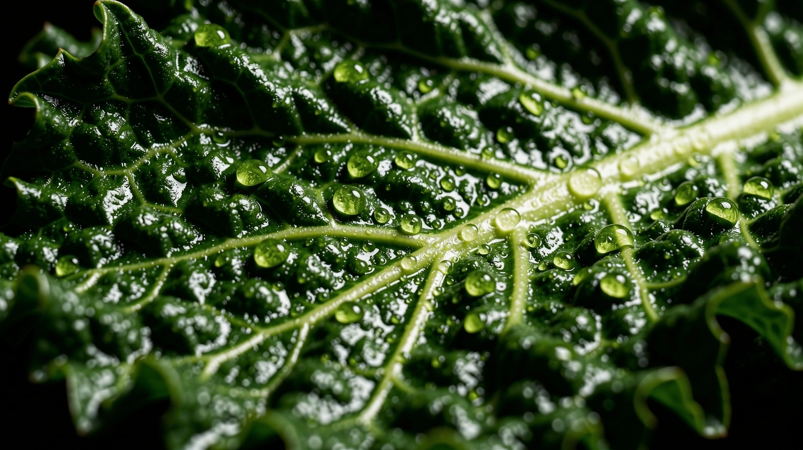 Macro texture of a kale leaf